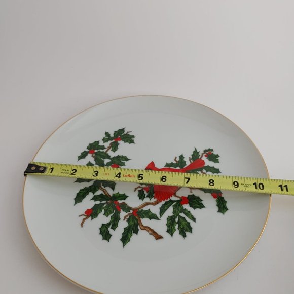 Vintage Lefton China Cardinal Serving Plate Removable Brass Handle Christmas - Picture 5 of 7
